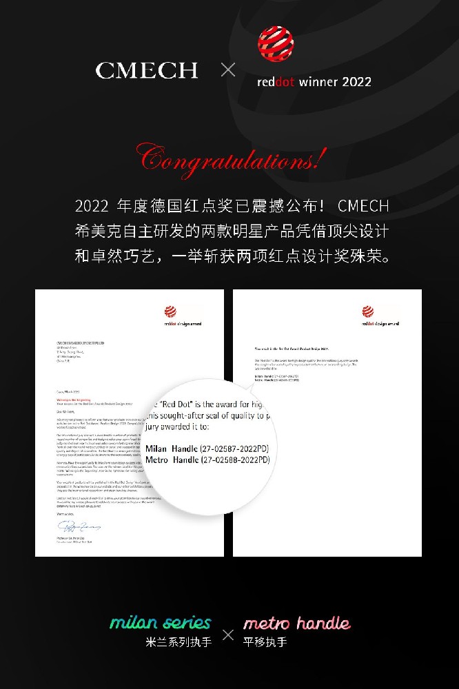 CMECH荣获两项德国红点设计大奖